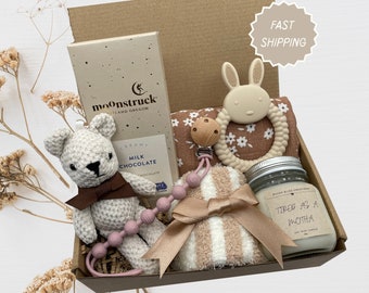 New Mom and Baby Gift Box For Woman Postpartum Gift Basket, Push Present for Wife, Gender Neutral Baby Gift For Her, Care Package New Mom