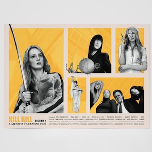 Cartaz do filme Kill Bill Quentin Tarantino, impressão A5 - Ilustração, lápis, arte, arte de fã, pôster de filme alternativo, decoração de parede, Uma Thurman