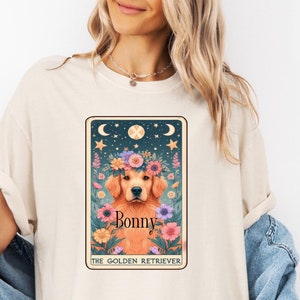 Golden retrievershirt, Comfort Colors® gepersonaliseerd T-shirt hondentarotkaart, golden retriever-sweatshirt hondenshirt, tarotkaartshirt, uniseks