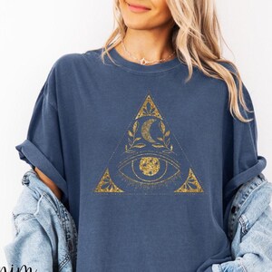 Golden Triangle Eye T-Shirt, Iluminati T-Shirt, Mystical Third Eye Tee, Third Eye Shirts, Mystic Eye Shirt, Metaphysical Manifest Shirt