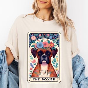 Boxershirt, Comfort Colors® gepersonaliseerd honden-T-shirt, tarotkaart T-shirt, moeder boxer sweater, honden-T-shirt, tarotkaart, cadeau boxer moeder.
