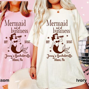 Mermaid out of business T-Shirt, Personalized Bachelorette Blouse, Unique Gifts for Brides Bachelorette Party T-Shirt, Beach Bachelorette.