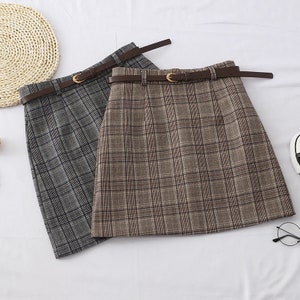 Autumn Skirt A-line Short Plaid