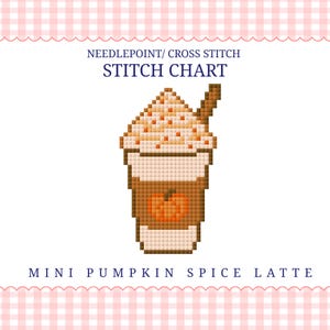 Pumpkin Spice Latte-stygndiagram för nålmålning, PSL-korsstygnsmönster, nålmönster höst