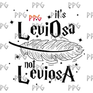 May include: Black and white illustration of a feather with the text "it's LeviOsa not LeviosA." The text is in a stylized font.