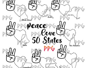 Peace Love 50 States PNGs