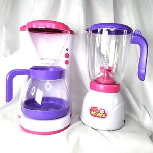 Just Like Mom's Toy Coffee Maker & Blender Set WORKS Pretend Play Kitchen