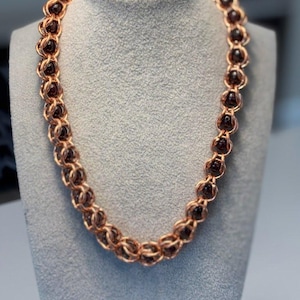 Garnet Enchained ~ Beaded Garnet Stone Enchained in 100% Authentic Solid Copper Unisex, Garnet Necklace