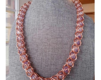 Ametista Enchané 2.0 ~ Ametista in catena di rame puro, collana di ametista unisex, collana di perline di ametista, alta moda, rame autentico