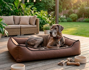 Water-Resistant Brown Dog Bed, Heavy Duty Pet Sofa, Large Breed Outdoor Lounger