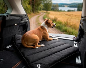 Black Waterproof Travel Dog Mat, Portable Roll Up Cushion, Heavy Duty Outdoor Pet Bed