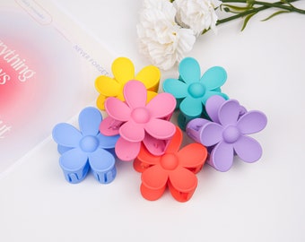 Set of 6 flower hair claw | hair clips | Cute hair claw | Clamp clip Bun Clip | Durable Claws | Gift for her | Hair accessories |Solid Color