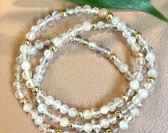 Faceted Clear Quartz Bracelet: Handmade Gold-Filled Beaded Jewelry