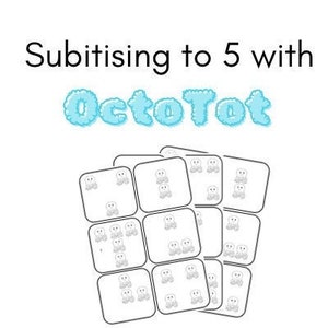 Octopus Subitizing naar 5 werkblad - Set van 18 kaarten voor voorschoolse wiskunde leren - Direct downloaden
