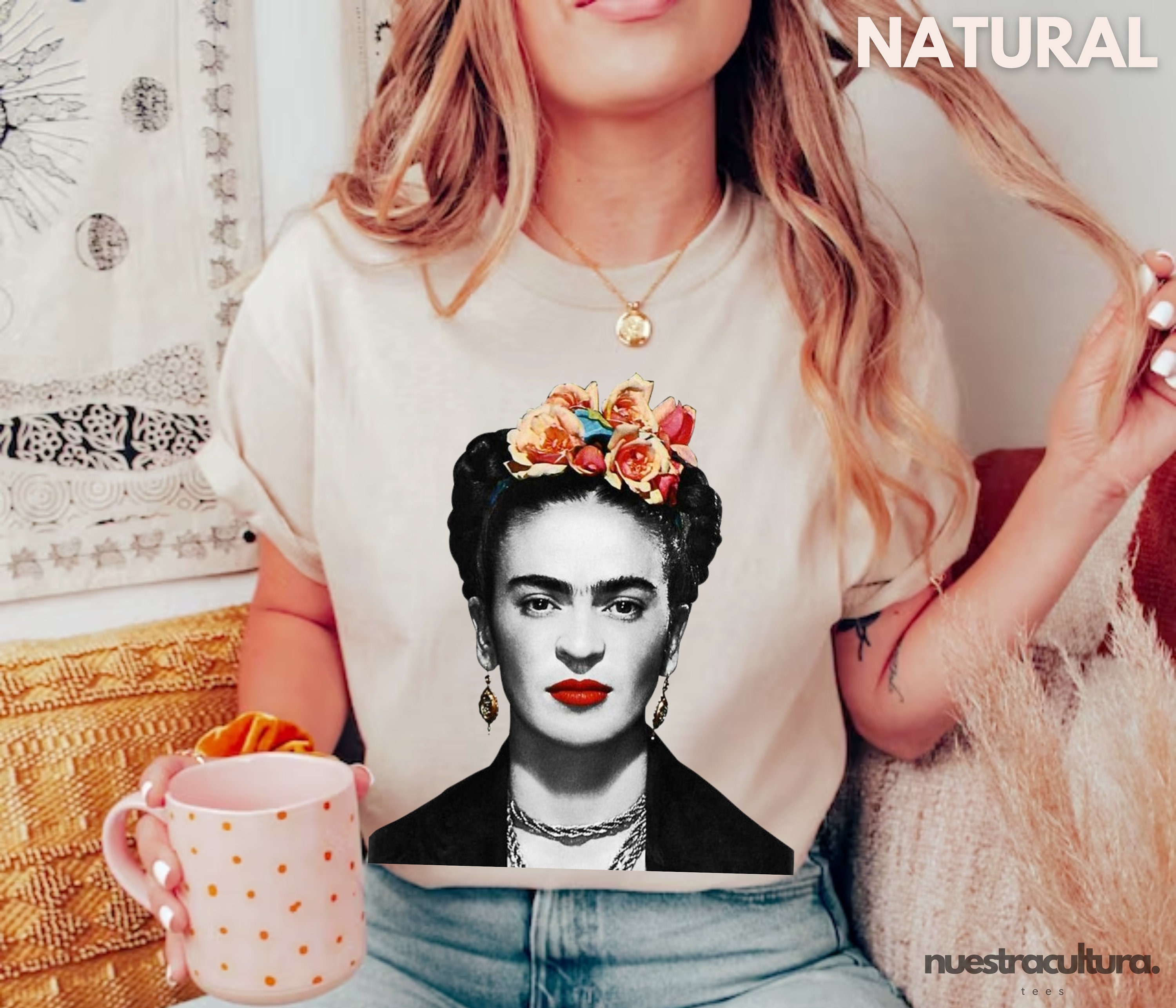 T-shirt Frida Kahlo "Pas Fragile Comme Une Fleur" - Unisexe, Coton, Tailles S à 5XL