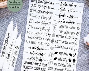 Easter candle tattoo PDF template, candle stickers, Easter light, candle design, Easter bonfire to go, Easter bunny, Happy Easter, Easter greetings, Easter festival
