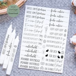 Easter candle tattoo PDF template candle sticker Easter light candle design Easter fire to go Easter bunny Happy Easter Easter greetings Easter festival