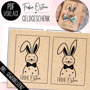 PDF Druckvorlage Geldgeschenk Osterhase zum selbst ausdrucken Download Datei Frohe Ostern Geschenkkarte Mitbringsel Geschenkidee Osterfest