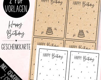 Happy Birthday printable PDF template. Printable file. Downloadable file. Birthday wishes, gift card, souvenir, gift idea.