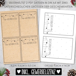 Druckvorlage Frohe Weihnachten als PDF Vorlage  in 2 Größen inkl. Gewerbelizenz zum Ausdrucken als Download Datei Geschenkkarte Mitbringsel mit Raysin als Weihnachtsgeschenkidee