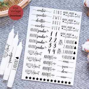 Advent PDF template candle tattoo candle sticker Advent love candle design 1 2 3 4 Christmas Advent wreath Advent calendar