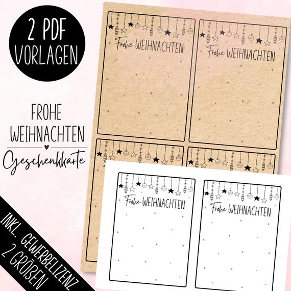 Druckvorlage Frohe Weihnachten PDF Vorlage Ausdrucken Download Datei Geschenkkarte Tüte Mitbringsel Raysin Geschenkidee Weihnachtsgeschenk