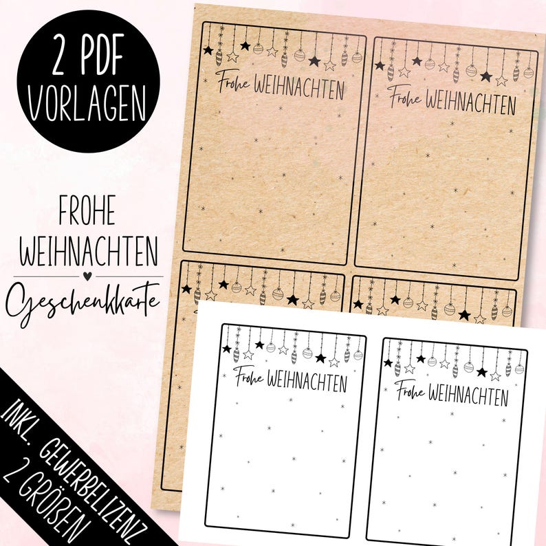 Druckvorlage Frohe Weihnachten mit Weihnachtsgirlande als PDF Vorlage zum Ausdrucken als Download Datei Geschenkkarte Mitbringsel Raysin Geschenkidee mit Tüte fürs Weihnachtsfest als Weihnachtsgeschenk
