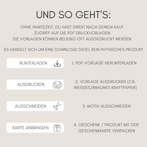 Anleitung der Frohe Weihnachten PDF Vorlage zum selbst Ausdrucken als Download Bastel-Datei für eine Geschenkkarte eines Mitbringsel mit z.B. Raysin Deko