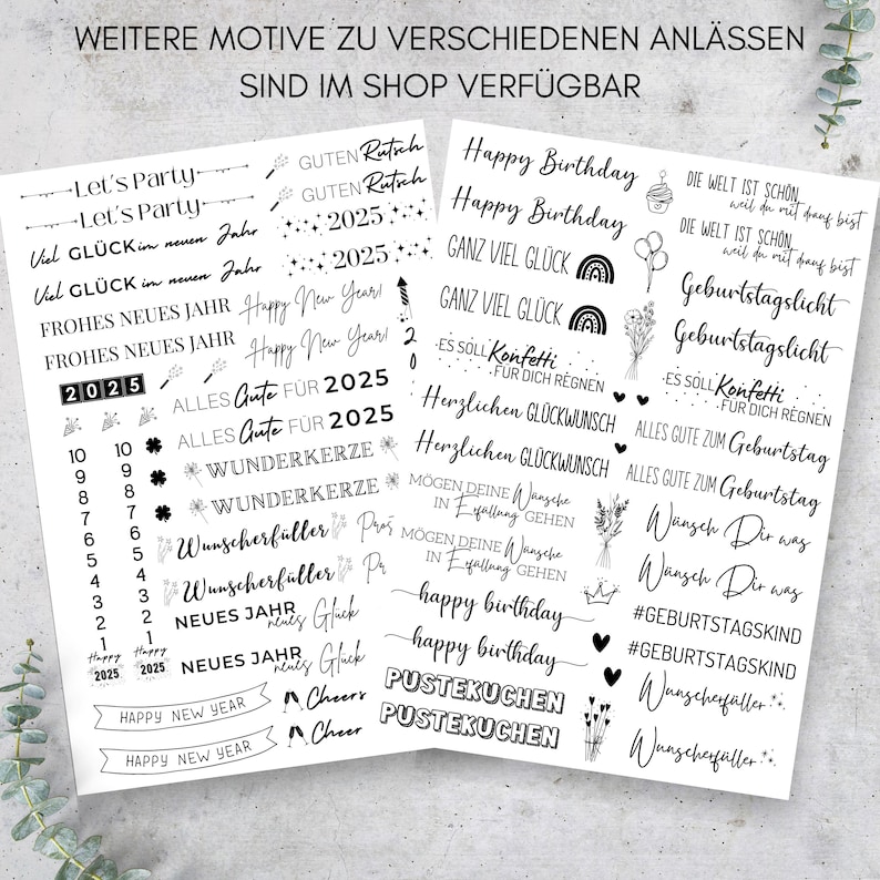 Weitere Kerzentattoo PDF Vorlagen für z.B. Silvester und Geburtstag im Shop