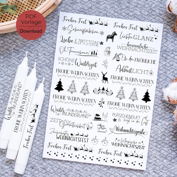 Weihnachten PDF Vorlage Kerzentattoo Frohes Fest Kerzendatei gestalten Oh Tannenbaum Weihnachtszauber Weihnachtslicht Weihnachtsgruß