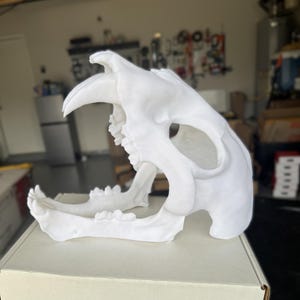 Sabertooth Skeleton Cosplay Mask with Hinged Jaw | 3D Printed Adult Size Wearable Prop