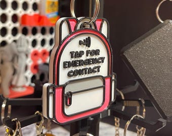 NFC Emergency Contact Keychain: Child Safety Backpack Tag