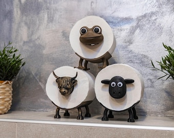 Sheep Toilet Paper Holder, Frog, Pig, Bull, Dinosaur - Bathroom decor