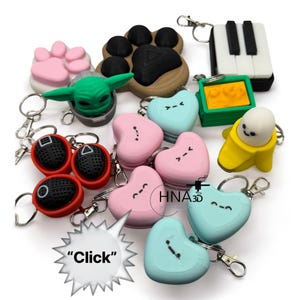 Clicky Desk Fidget Keychain – Mechanical Switch Fidget Toy for Stress Relief, Tactile Keyboard Click Sound – Multiple Designs