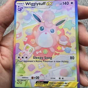 Cartes Pokémon personnalisées, holographiques, brillantes, de poche JCC fabriquées à la main - Wigglytuff ex