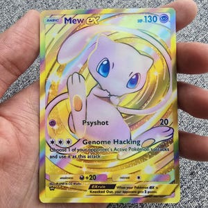 Cartes Pokémon personnalisées, holographiques, brillantes, de poche JCC fabriquées à la main - Mew ex Gold A1a