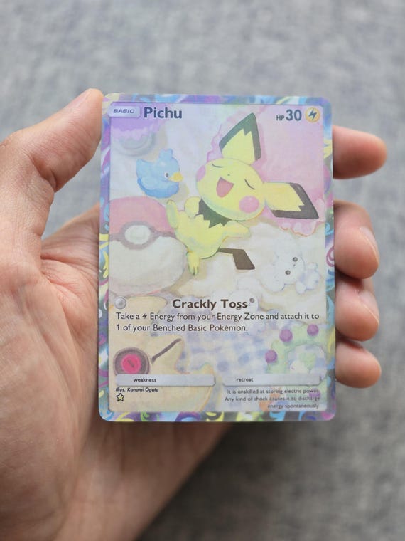 holographic pichu card Custom, Holographic, Glossy, Pocket TCG Handcrafted Pokémon Cards