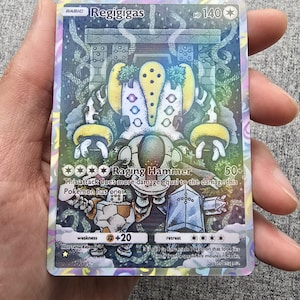 Cartes Pokémon personnalisées, holographiques, brillantes, de poche JCC fabriquées à la main - Regigigas