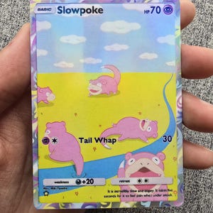Cartes Pokémon personnalisées, holographiques, brillantes, de poche JCC fabriquées à la main - Slowpoke