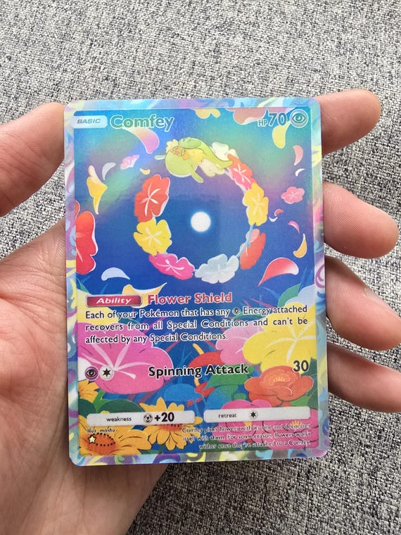 Custom, Holographic, Glossy, Pocket TCG Handcrafted Pokmon Cards - Comfey  A3 Celestial Guardians - Etsy