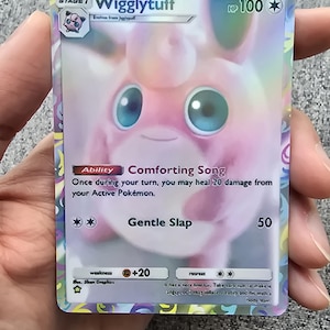 Cartes Pokémon personnalisées, holographiques, brillantes, de poche JCC fabriquées à la main - Wigglytuff A2b