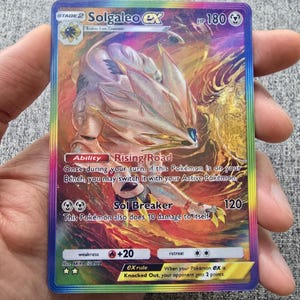 Cartes Pokémon personnalisées, holographiques, brillantes, de poche JCC fabriquées à la main - Solgaleo ex A3 Gardiens célestes arc-en-ciel