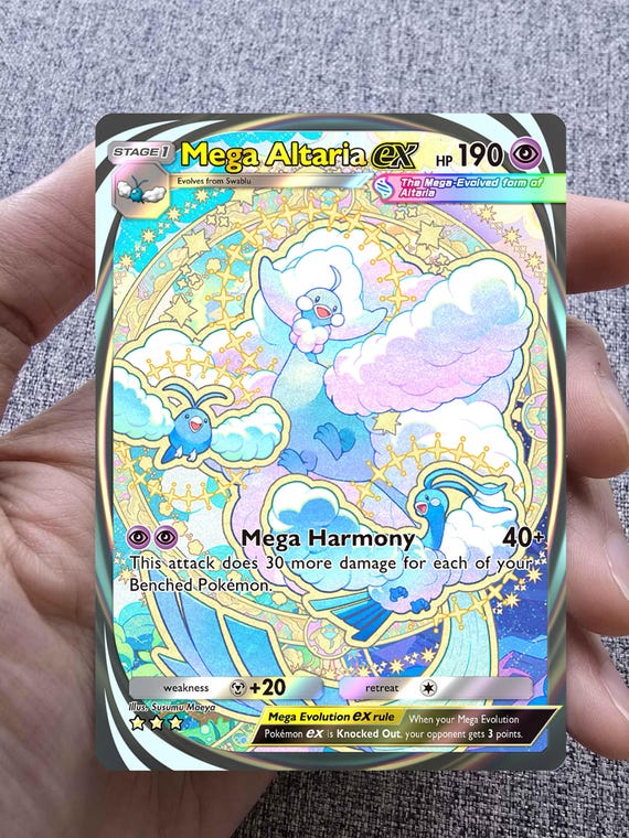 Custom, Holographic, Glossy, Pocket TCG Handcrafted Pokmon Cards - Mega Altaria  Ex Immersive B1 Mega Rising - Etsy