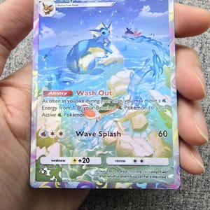 Cartes Pokémon personnalisées, holographiques, brillantes, de poche JCC fabriquées à la main - Vaporeon