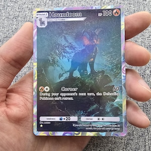 Cartes Pokémon personnalisées, holographiques, brillantes, de poche JCC fabriquées à la main - Houndoom