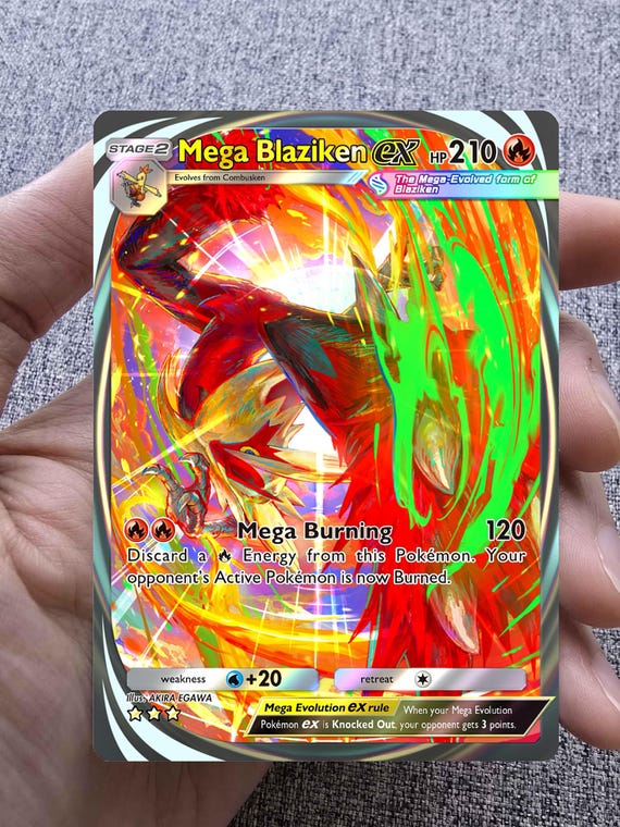 pokemon cards mega blaziken ex Custom, Holographic, Glossy, Pocket TCG Handcrafted Pokémon Cards