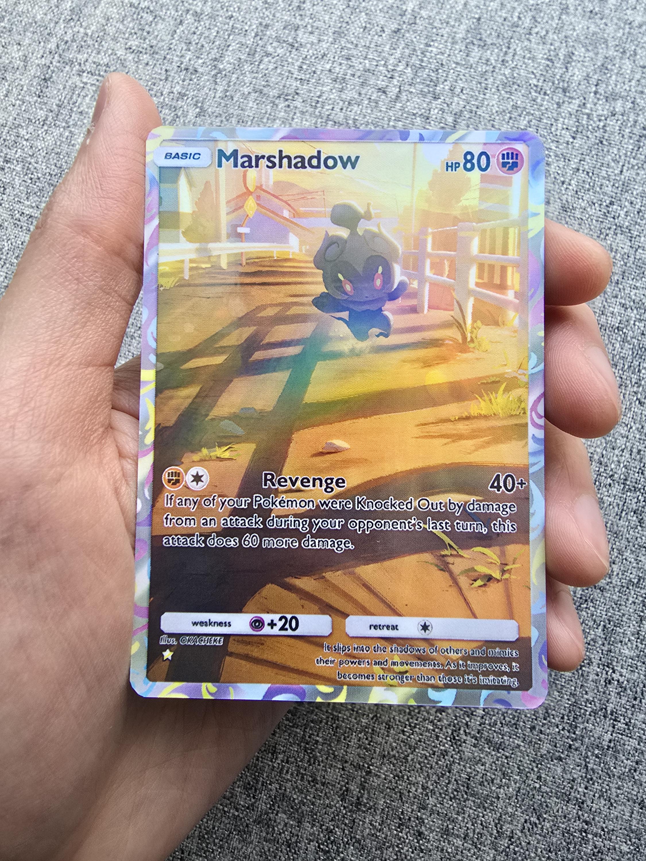 Custom, Holographic, Glossy, Pocket TCG Handcrafted Pokémon Cards - Marshadow