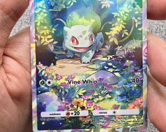 Custom, Holographic, Glossy, Pocket TCG Handcrafted Pokmon Cards - Bulbasaur - Etsy Custom, Holographic, Glossy, Pocket TCG Handcrafted Pokmon Cards - Bulbasaur - Etsy