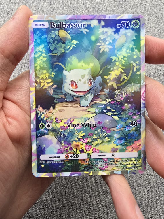 Custom, Holographic, Glossy, Pocket TCG Handcrafted Pokmon Cards -  Bulbasaur