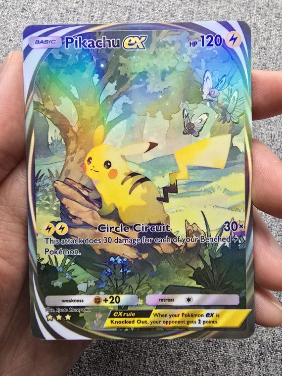 Custom, Holographic, Glossy, Pocket TCG Handcrafted Pokmon Cards - Pikachu  ex